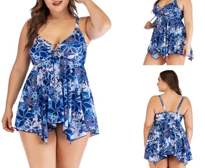 Women Plus Size Swimsuit V-Neck Bathing Suits Tankini Swimwear