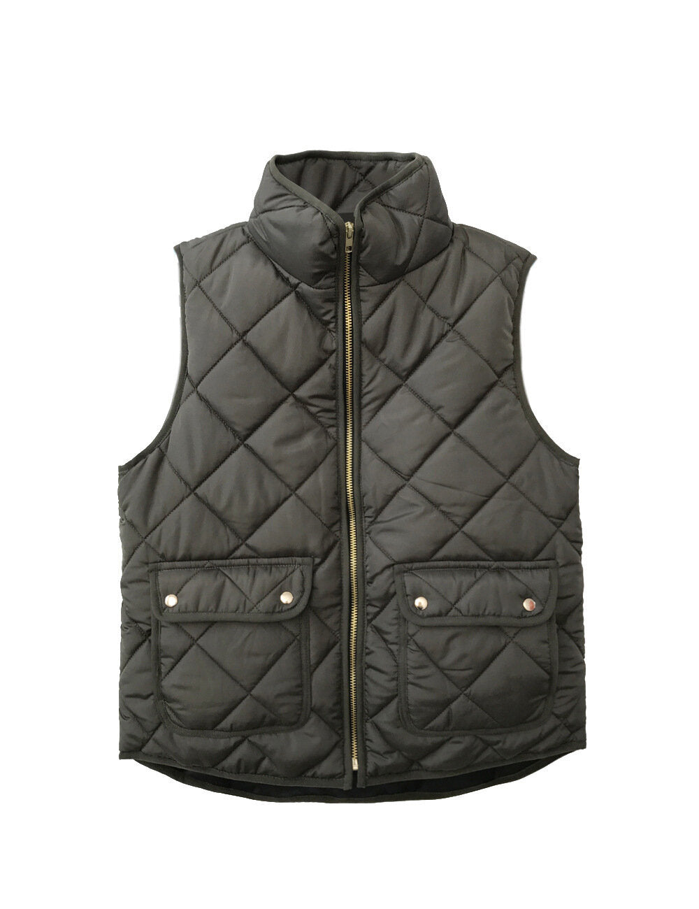 Womens Vest Stand Collar Lightweight Padded Zip Vest Quilted Gilet With Pocket