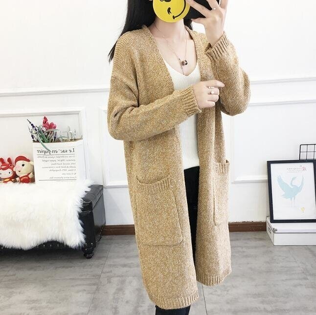 Women's Casual Open Front Long Sleeve Knit Cardigan Sweater Coat with Pockets