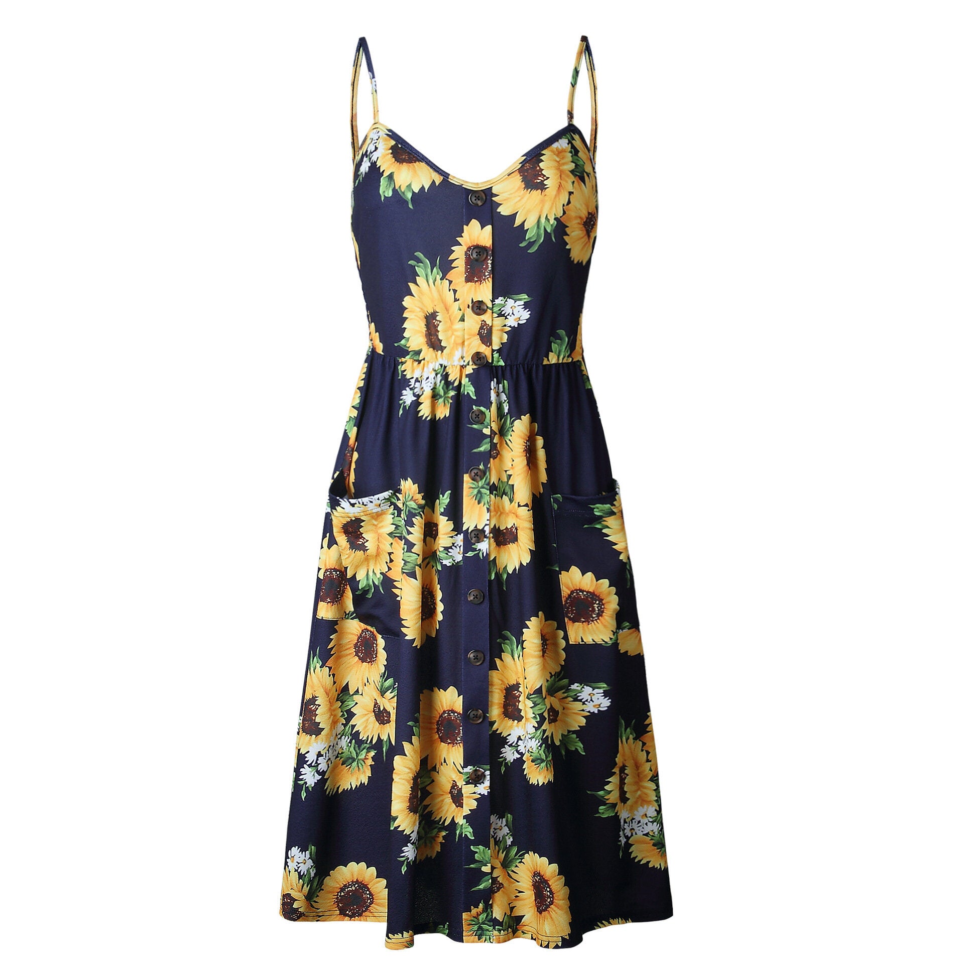 Women's Beach Dress Sleeveless Summer Floral Flared Swing Dress