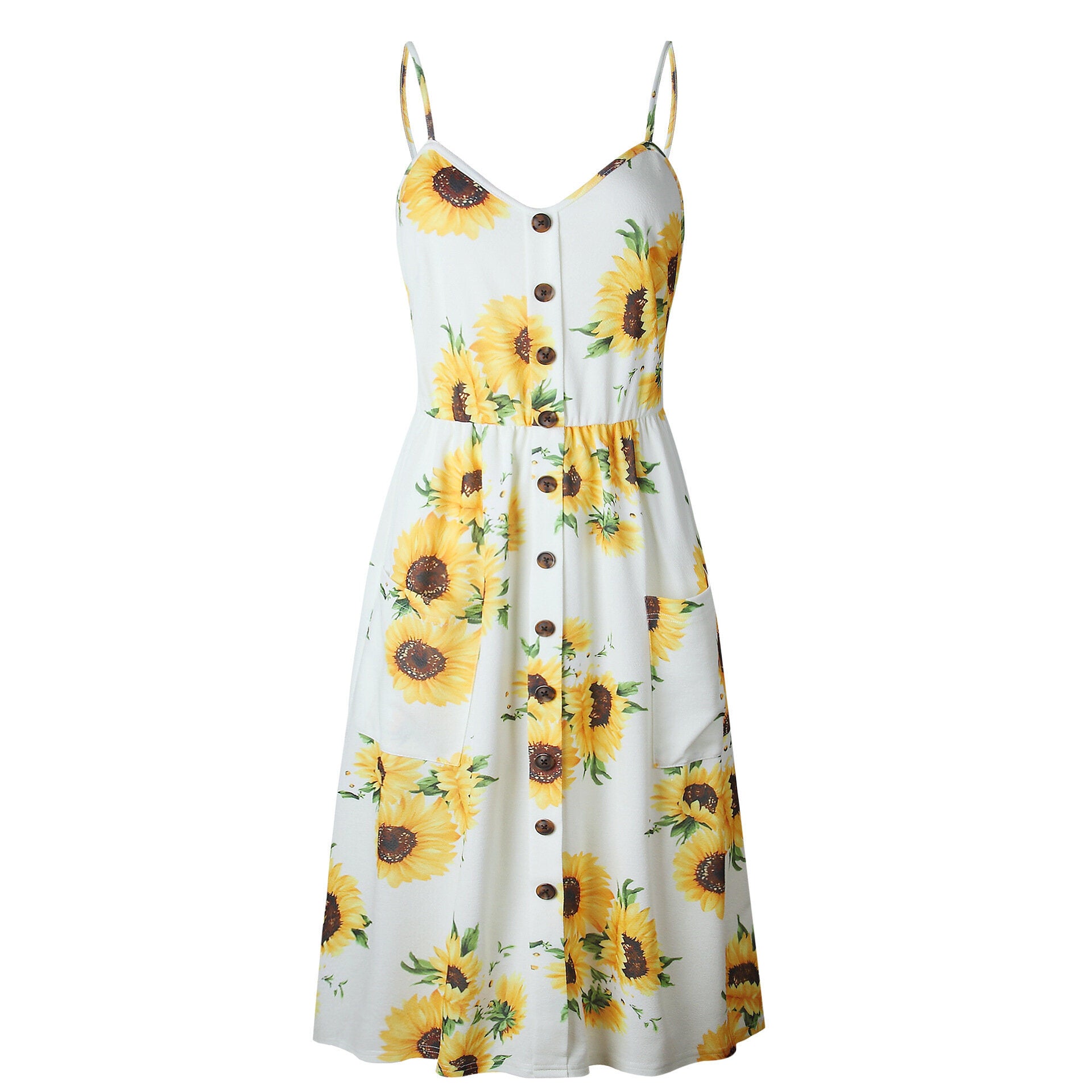 Women's Beach Dress Sleeveless Summer Floral Flared Swing Dress