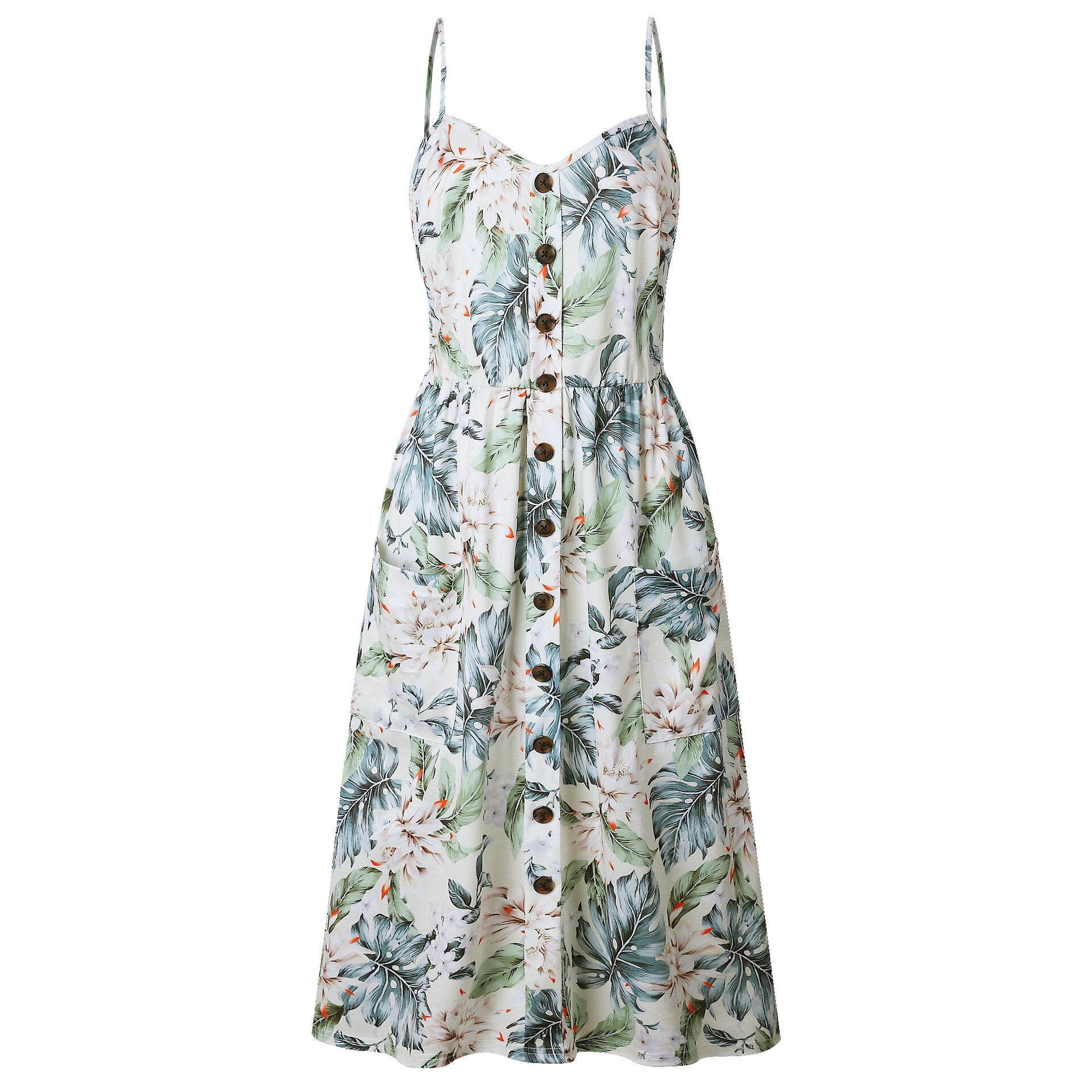 Women's Beach Dress Sleeveless Summer Floral Flared Swing Dress