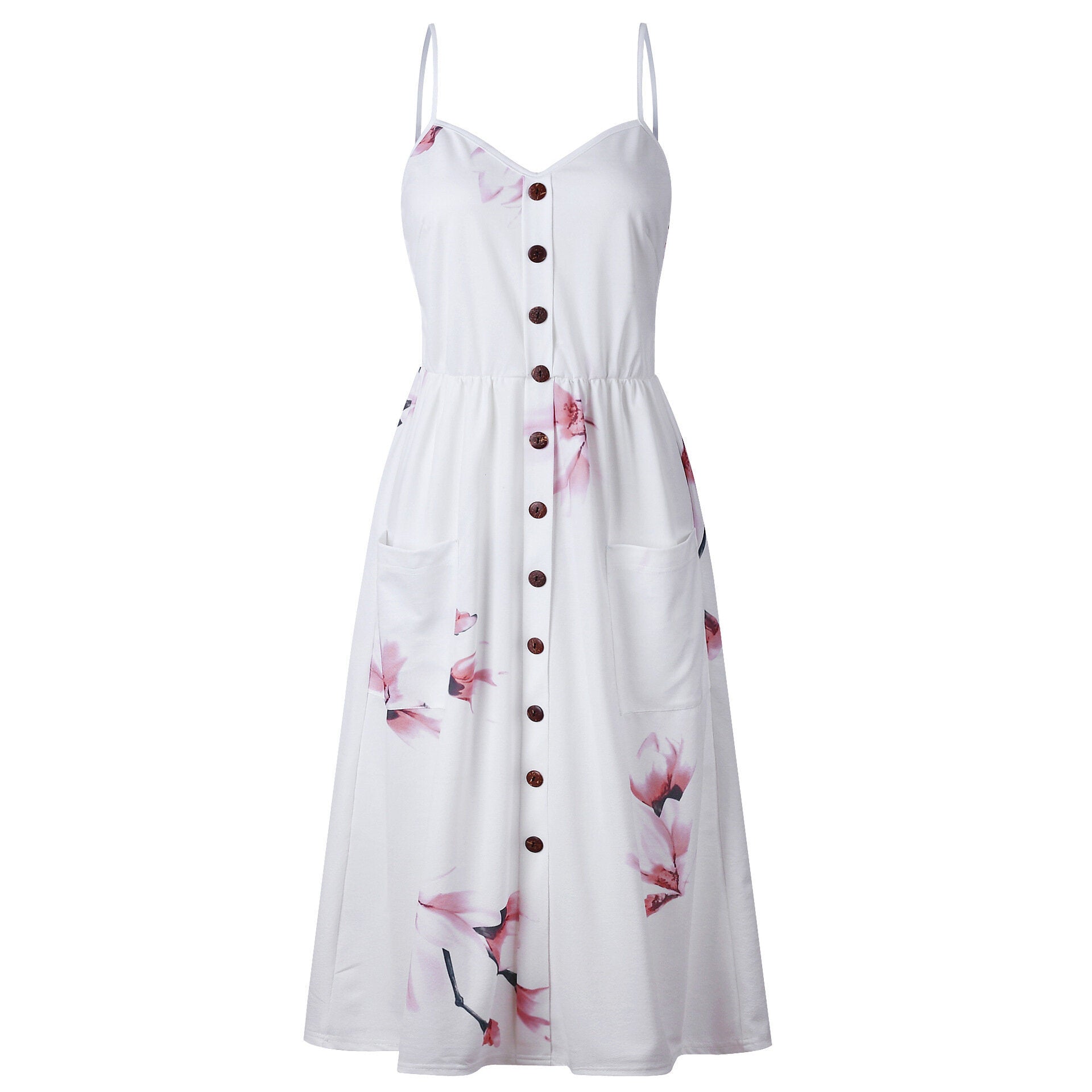 Women's Beach Dress Sleeveless Summer Floral Flared Swing Dress