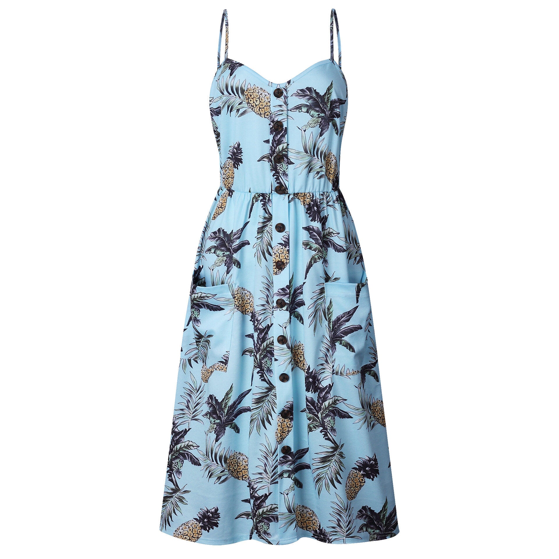 Women's Beach Dress Sleeveless Summer Floral Flared Swing Dress