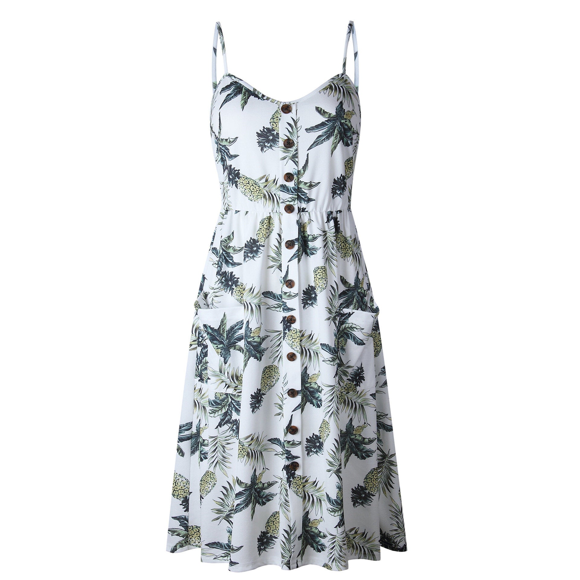 Women's Beach Dress Sleeveless Summer Floral Flared Swing Dress