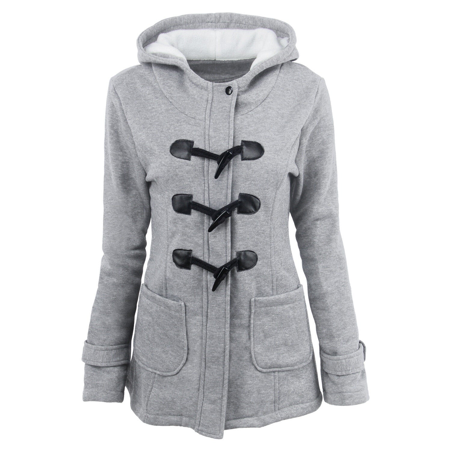 Womens Hoodies Sweatshirt Fashion Side Zipper Patchwork Warm Hooded Sweatshirt Jacket