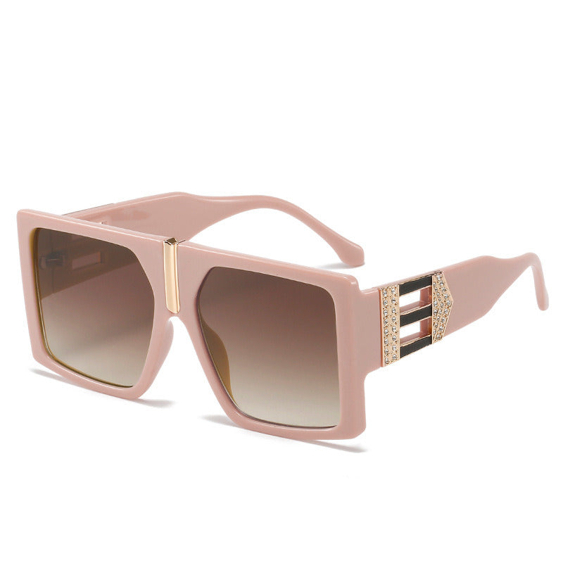 Square Sunglasses Fashion Women Sunglass Oversized Rhinestones Decoration Sun Glasses Retro UV400 Gradient Shades Eyewear