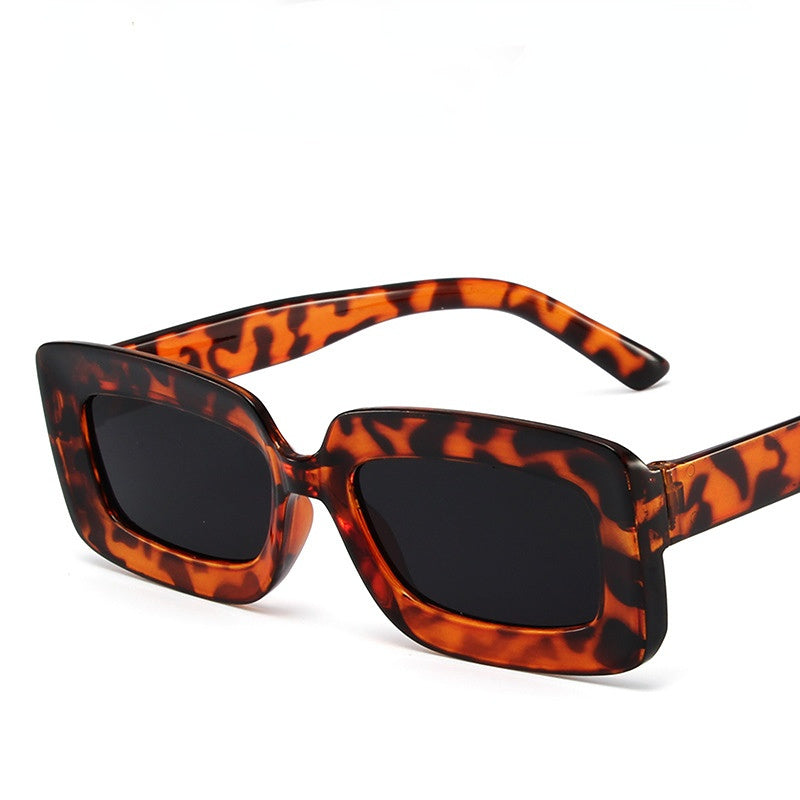 Women Sunglasses Fashion Rectangle Sunglass Leopard Small Frame Sun Glasses Retro Men UV400 Black Brown Shades Eyewear