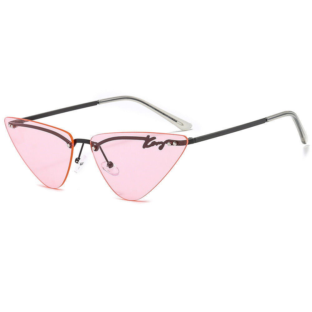 Fashion Cat Eye Rimless Sunglasses Women Glasses Retro Triangle Sunglass Female Brand Design Eyewear UV400 Sun Glass Shades