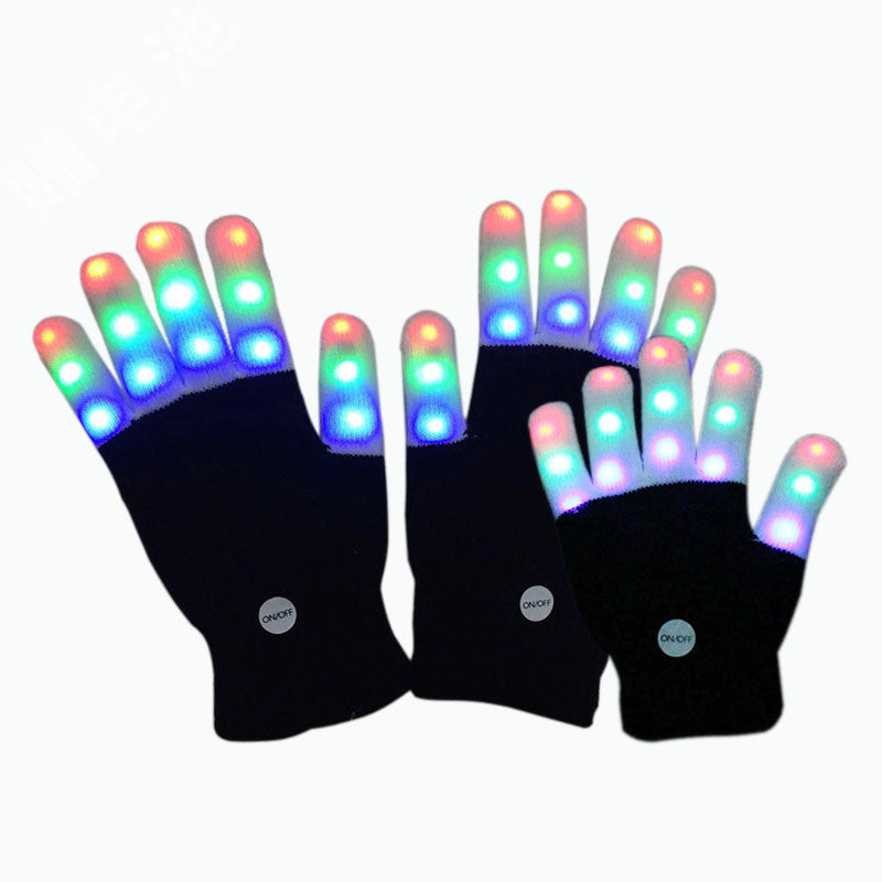 1 Pair of Adult Light Up Gloves, Colorful Glitter Gloves LED Finger Gloves