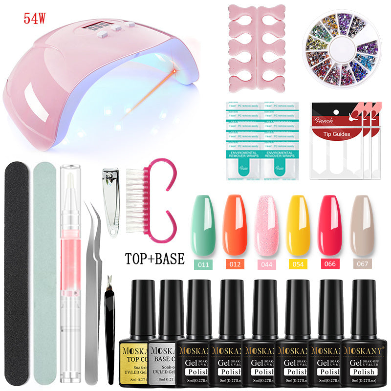 MOSKANY Professional Nail Set Nail Gel Kit With 120W/54W UV Nail Lamp And Nail Drill For All Drying Gel Nail Polish Manicure Set