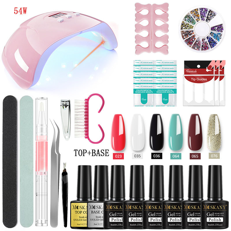 MOSKANY Professional Nail Set Nail Gel Kit With 120W/54W UV Nail Lamp And Nail Drill For All Drying Gel Nail Polish Manicure Set