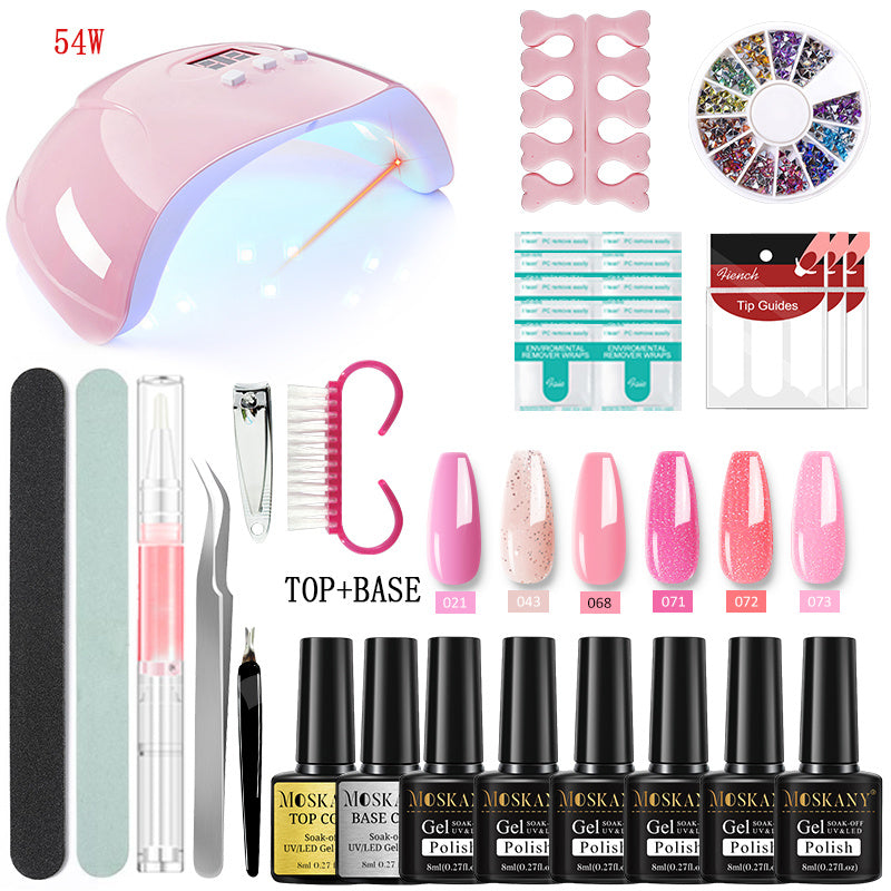 MOSKANY Professional Nail Set Nail Gel Kit With 120W/54W UV Nail Lamp And Nail Drill For All Drying Gel Nail Polish Manicure Set