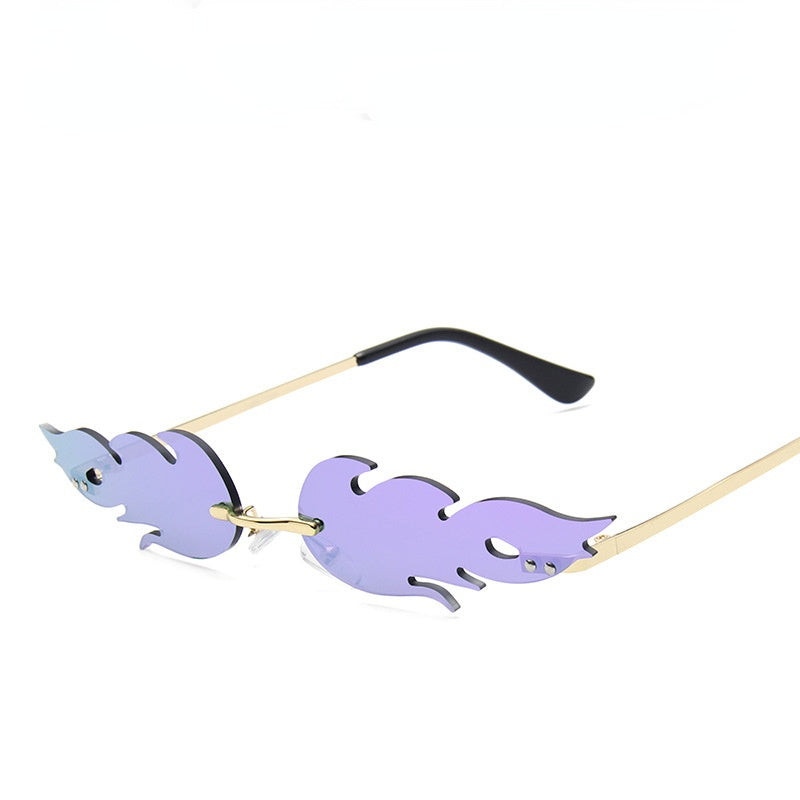 Fire Shape Sunglasses Fashion Sun Glasses Women Rimless Sunglass Dazzling Shades Men Luxry Brand UV400 Eyewear