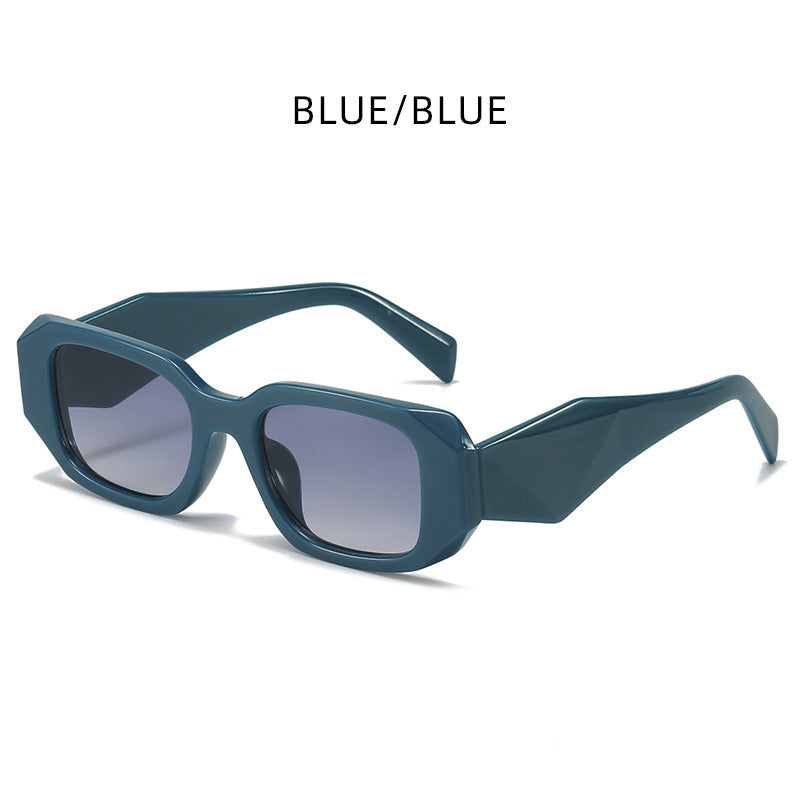 Women Sunglasses Fashion Rectangle Sunglass Rainbow Frame Sun Glasses Retro UV400 Gradients Blue Yellow Shade INS Style Eyewear