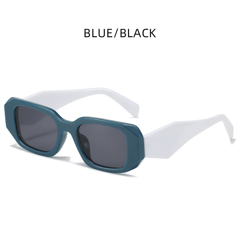 Women Sunglasses Fashion Rectangle Sunglass Rainbow Frame Sun Glasses Retro UV400 Gradients Blue Yellow Shade INS Style Eyewear