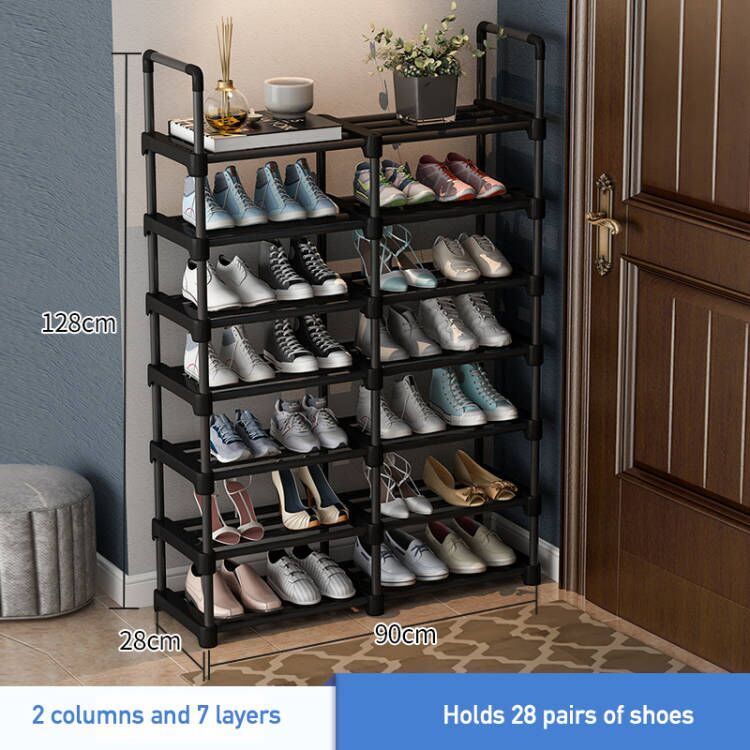 Shoe Rack Organizer 2 Columns 2-7 Tiers, Stackable and Durable Shoe Shelf