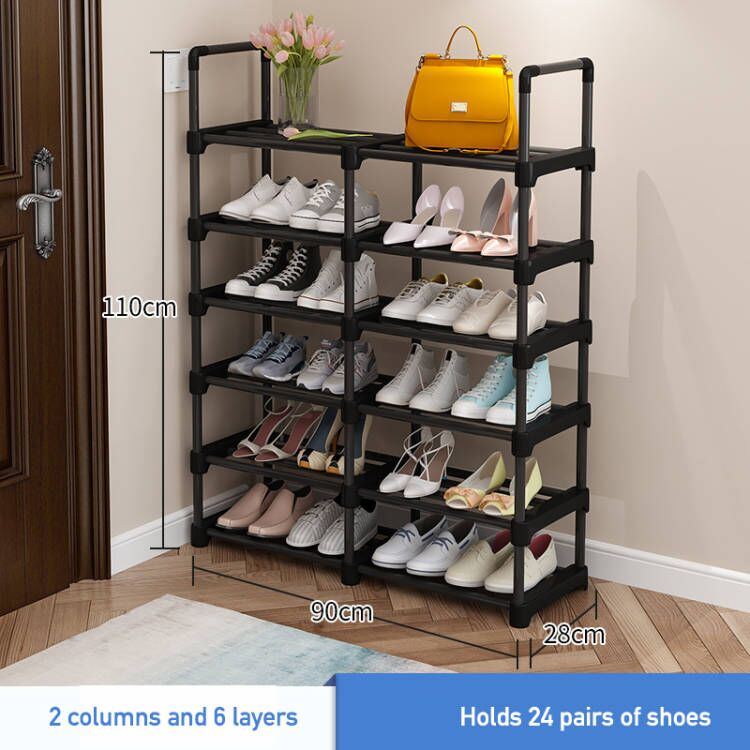 Shoe Rack Organizer 2 Columns 2-7 Tiers, Stackable and Durable Shoe Shelf