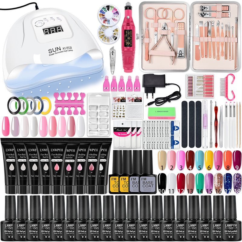 Manicure Set Poly Nail Gel Kit Professional Nail Set With Nail Lamp Acrylic Extension Gel Nail Polish All For Nail Gel Tools Kit