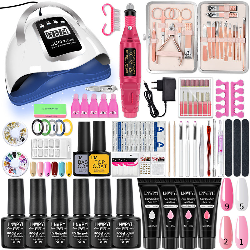 Manicure Set Poly Nail Gel Kit Professional Nail Set With Nail Lamp Acrylic Extension Gel Nail Polish All For Nail Gel Tools Kit