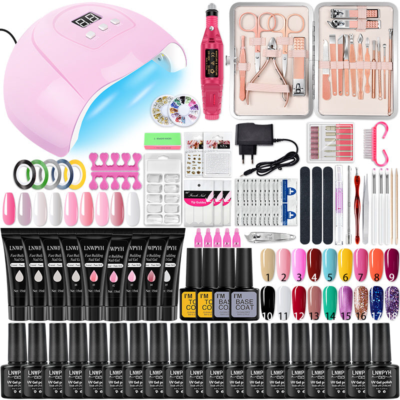 Manicure Set Poly Nail Gel Kit Professional Nail Set With Nail Lamp Acrylic Extension Gel Nail Polish All For Nail Gel Tools Kit