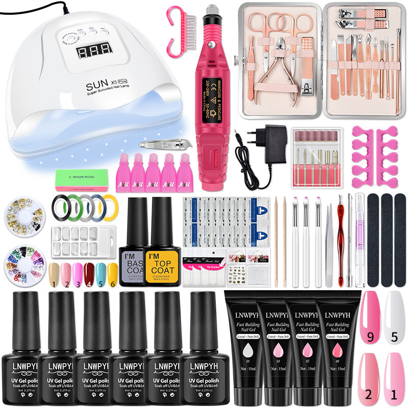 Manicure Set Poly Nail Gel Kit Professional Nail Set With Nail Lamp Acrylic Extension Gel Nail Polish All For Nail Gel Tools Kit