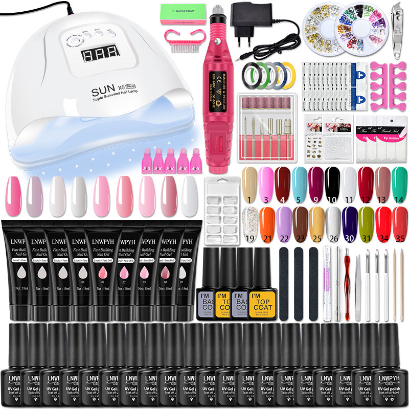 Manicure Set Poly Nail Gel Kit Professional Nail Set With Nail Lamp Acrylic Extension Gel Nail Polish All For Nail Gel Tools Kit