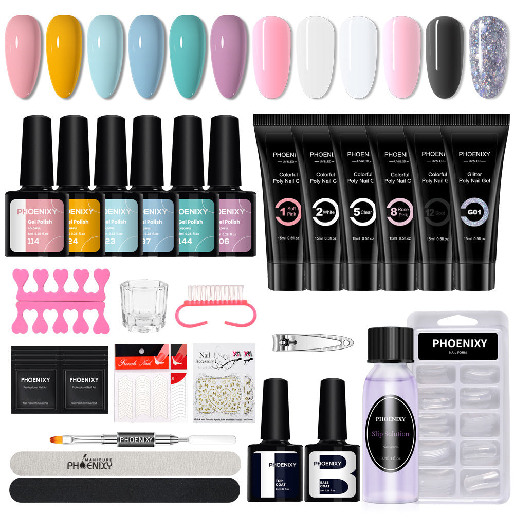 Manicure Set Poly Extension Nail Kit Gel Nails Complete Kit Gel For Extension Semi Permanent UV Varnish Kit Nail Tools Sets