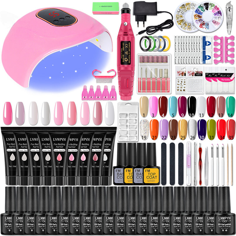 Manicure Set Poly Nail Gel Kit Professional Nail Set With Nail Lamp Acrylic Extension Gel Nail Polish All For Nail Gel Tools Kit