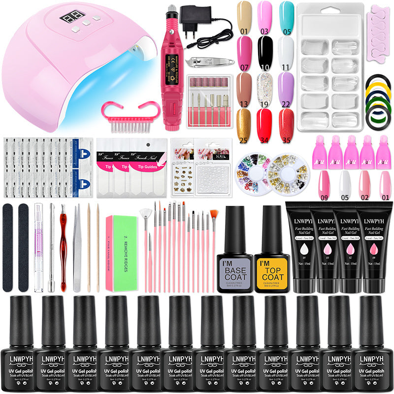 Manicure Set Poly Nail Gel Kit Professional Nail Set With Nail Lamp Acrylic Extension Gel Nail Polish All For Nail Gel Tools Kit