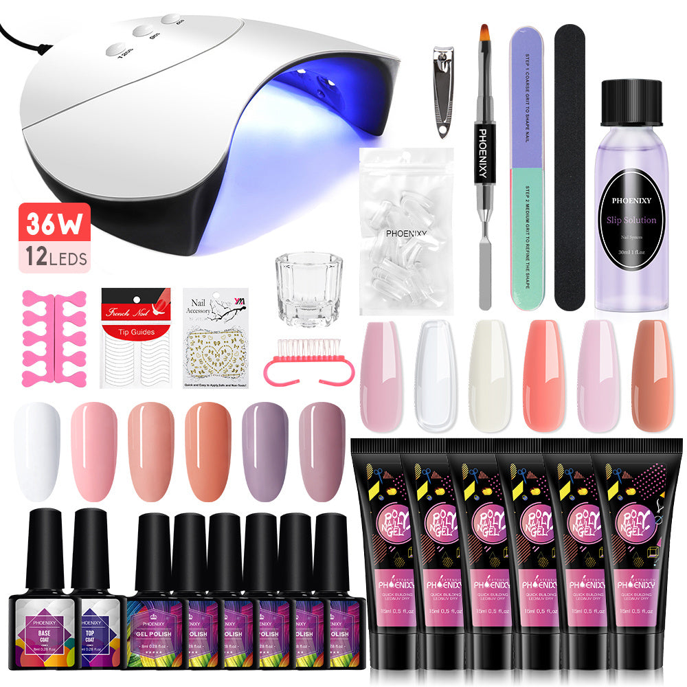 Manicure Set Poly Extension Nail Kit Gel Nails Complete Kit Gel For Extension Semi Permanent UV Varnish Kit Nail Tools Sets