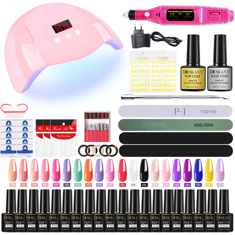 Nail Gel Kit Professional Nail Set With 120W/54W UV Nail Lamp And Nail Drill For All Drying Gel Nail Polish Manicure Set