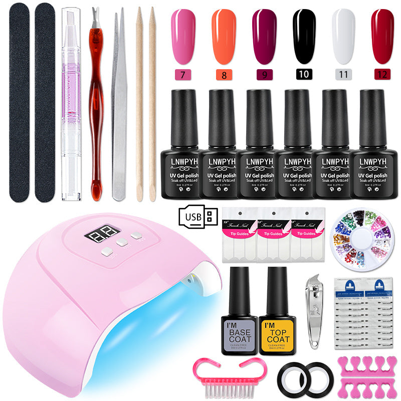 LNWPYH Nail Set UV LED Lamp Dryer With 18/12 pcs Nail Gel Polish Kit Soak Off Manicure Tools Set electric Nail drill Nail Tools