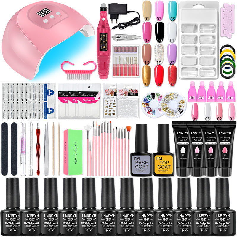 LNWPYH Nail Set UV LED Lamp Dryer With 18/12 pcs Nail Gel Polish Kit Soak Off Manicure Tools Set electric Nail drill Nail Tools