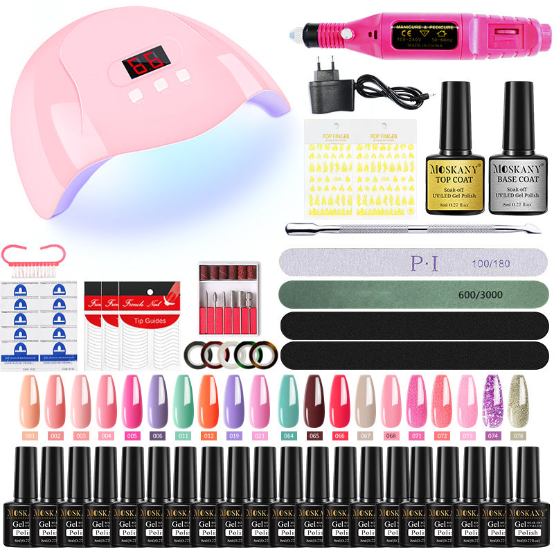 Nail Gel Kit Professional Nail Set With 120W/54W UV Nail Lamp And Nail Drill For All Drying Gel Nail Polish Manicure Set