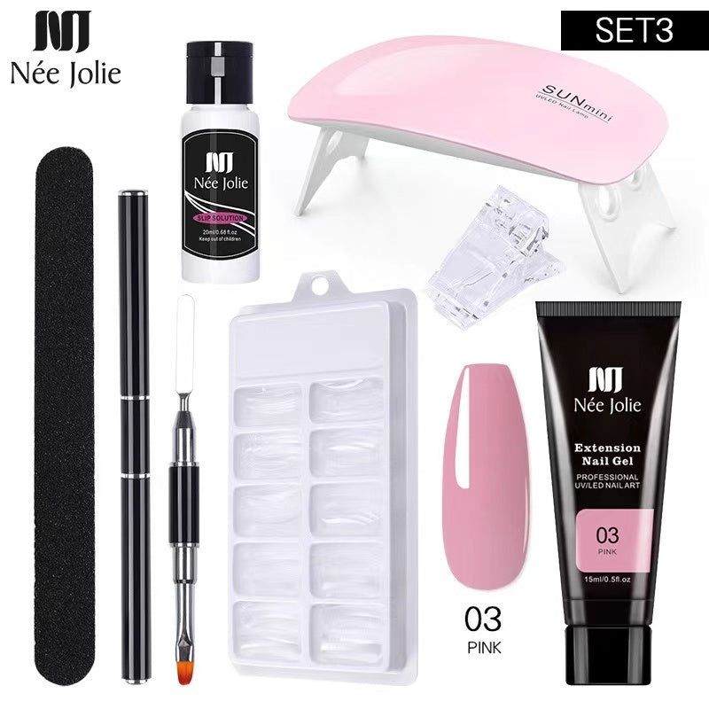 Nail Gel Set 6W LED Lamp Full Manicure Set Quick Extension Nail Kit Gel Building Polygels Set For Nails Tool Kit Nail Art Kit