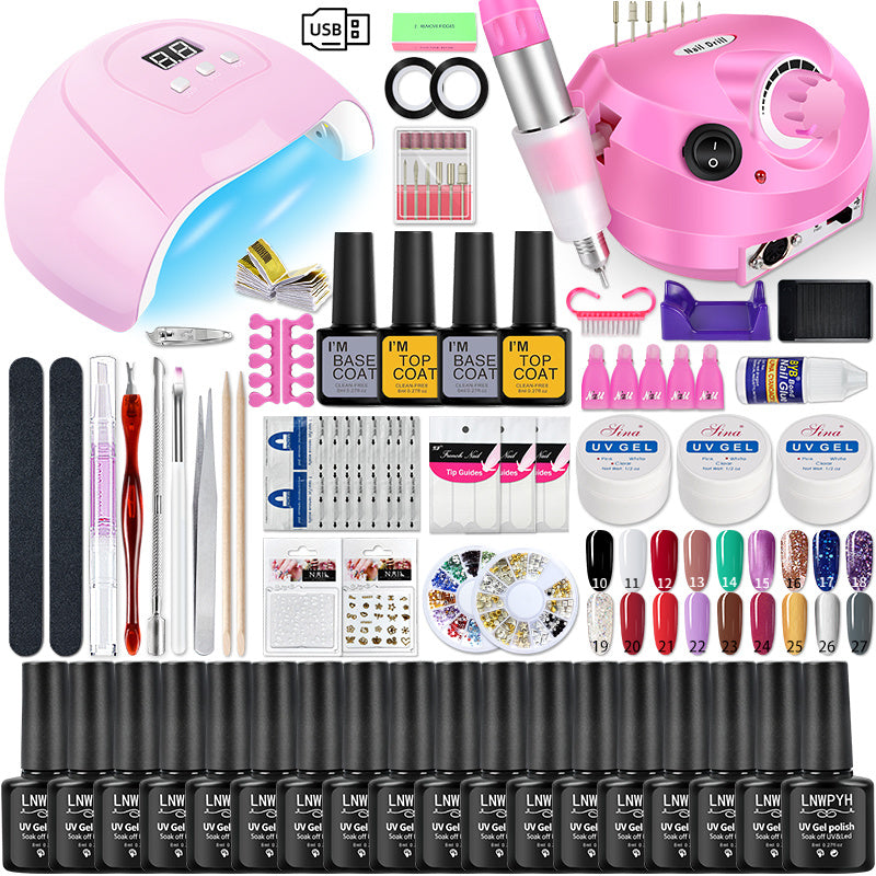 LNWPYH Nail Set UV LED Lamp Dryer With 18/12 pcs Nail Gel Polish Kit Soak Off Manicure Tools Set electric Nail drill Nail Tools