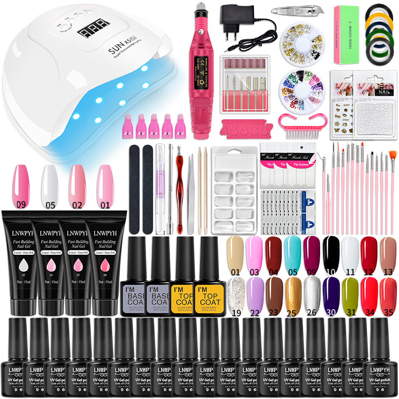 LNWPYH Nail Set UV LED Lamp Dryer With 18/12 pcs Nail Gel Polish Kit Soak Off Manicure Tools Set electric Nail drill Nail Tools