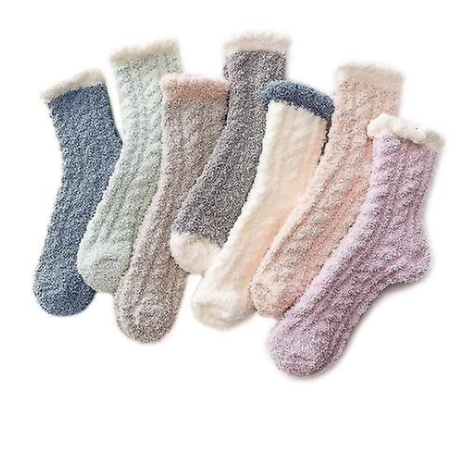 7 Pairs Fuzzy Socks For Women Soft Warm Slipper Socks