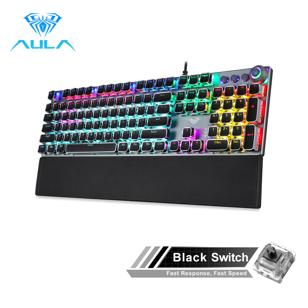 Gaming Mechanical Keyboard Retro Square Glowing Keycaps Backlit USB Wired 104 Anti-ghosting Gaming Keyboard for PC laptop