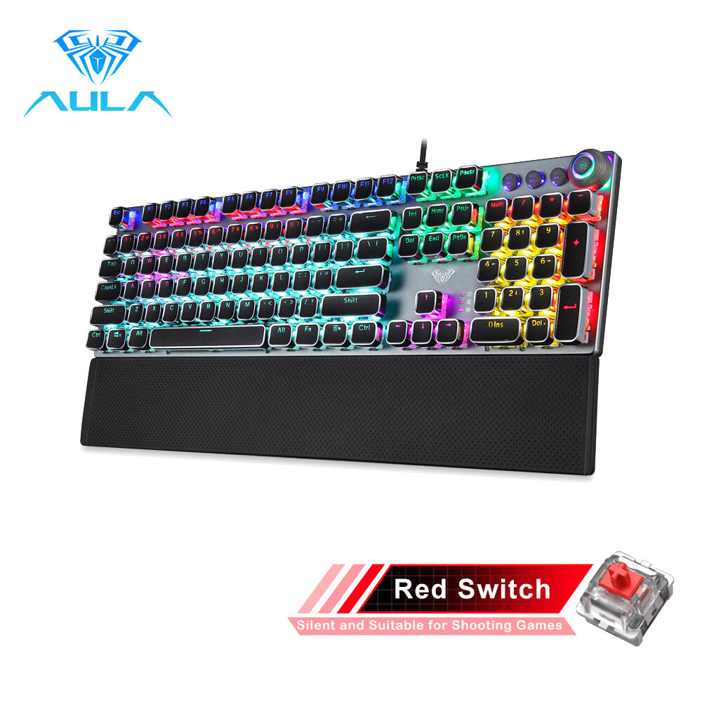 Gaming Mechanical Keyboard Retro Square Glowing Keycaps Backlit USB Wired 104 Anti-ghosting Gaming Keyboard for PC laptop