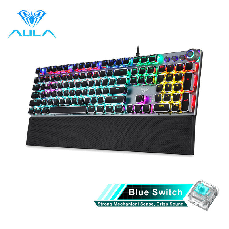 Gaming Mechanical Keyboard Retro Square Glowing Keycaps Backlit USB Wired 104 Anti-ghosting Gaming Keyboard for PC laptop