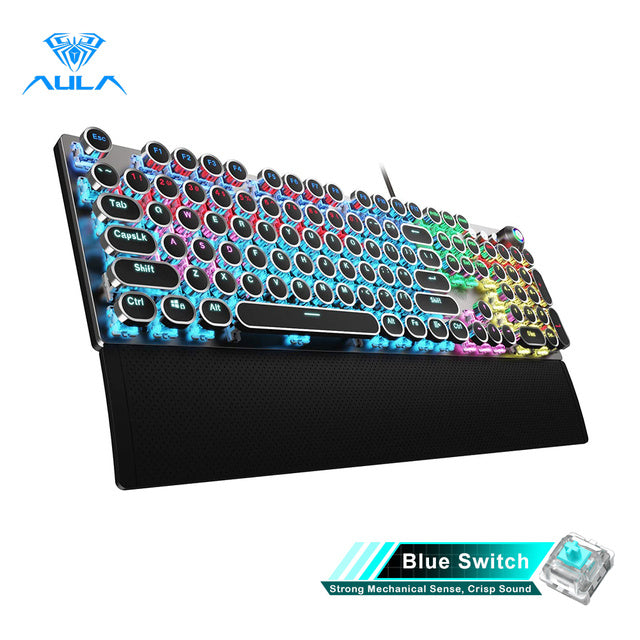 Gaming Mechanical Keyboard Retro Square Glowing Keycaps Backlit USB Wired 104 Anti-ghosting Gaming Keyboard for PC laptop