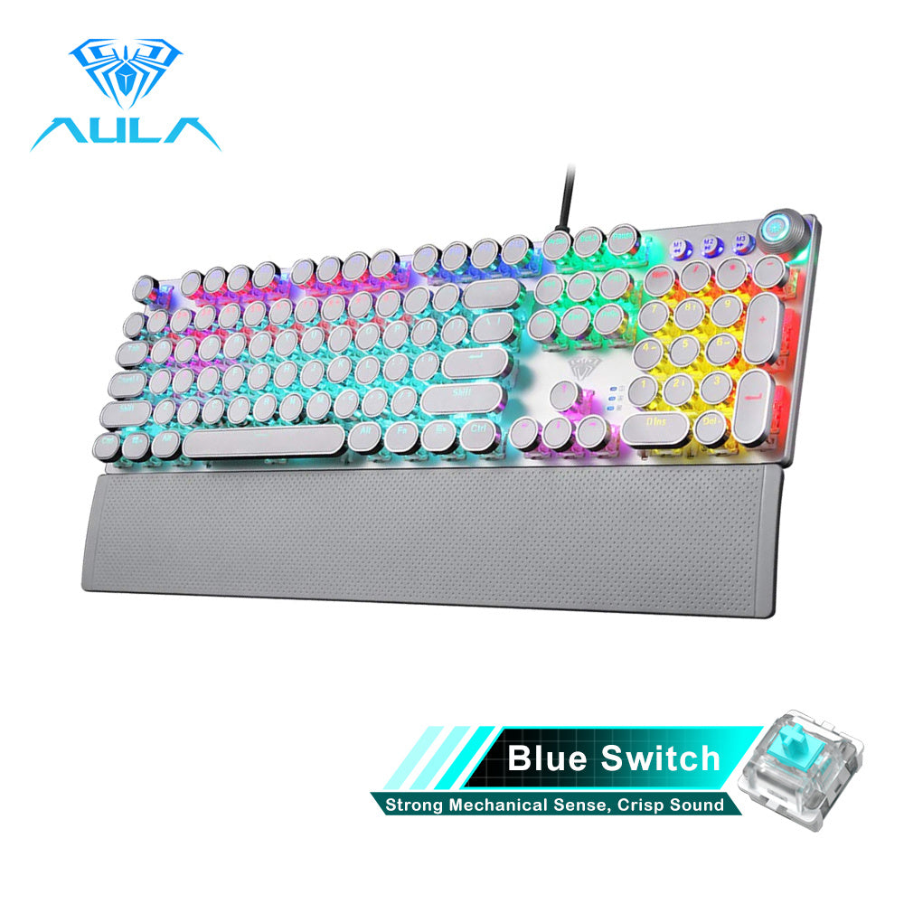 Gaming Mechanical Keyboard Retro Square Glowing Keycaps Backlit USB Wired 104 Anti-ghosting Gaming Keyboard for PC laptop