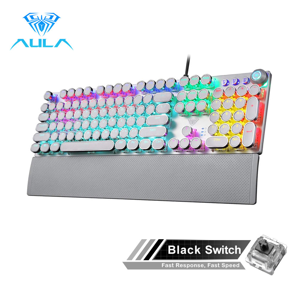 Gaming Mechanical Keyboard Retro Square Glowing Keycaps Backlit USB Wired 104 Anti-ghosting Gaming Keyboard for PC laptop