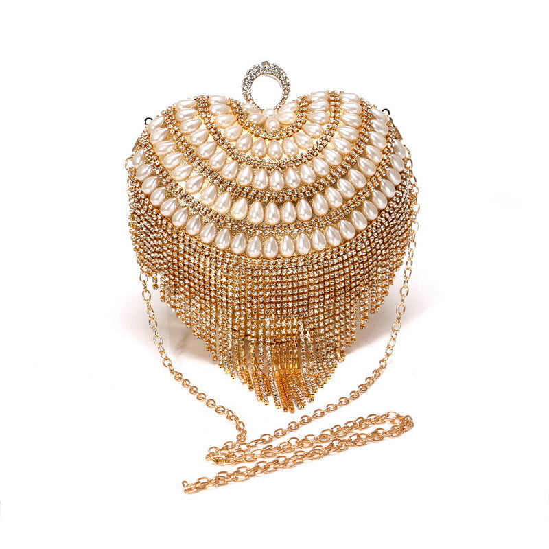 Rhinestone Bag Evening Bag Golden Pearl