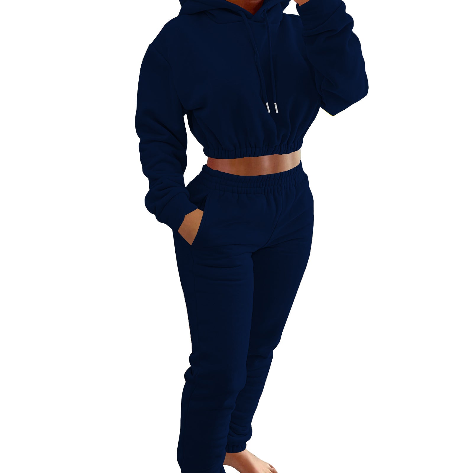 Velvet Thicken Sports Hoodie Jogging Pants Two Piece Winter Set For Women