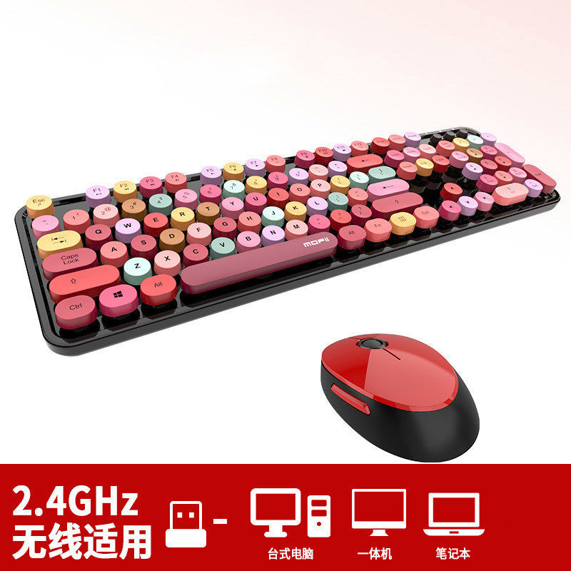 Cool red color wireless keyboard mouse color punk keyboard office