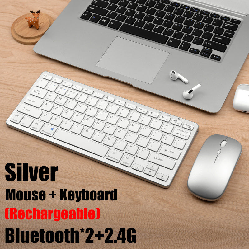 Bluetooth 5.0 &amp; 2.4G Wireless Keyboard and Mouse Combo Mini Multimedia Keyboard Mouse Set For Laptop PC TV iPad Macbook Android