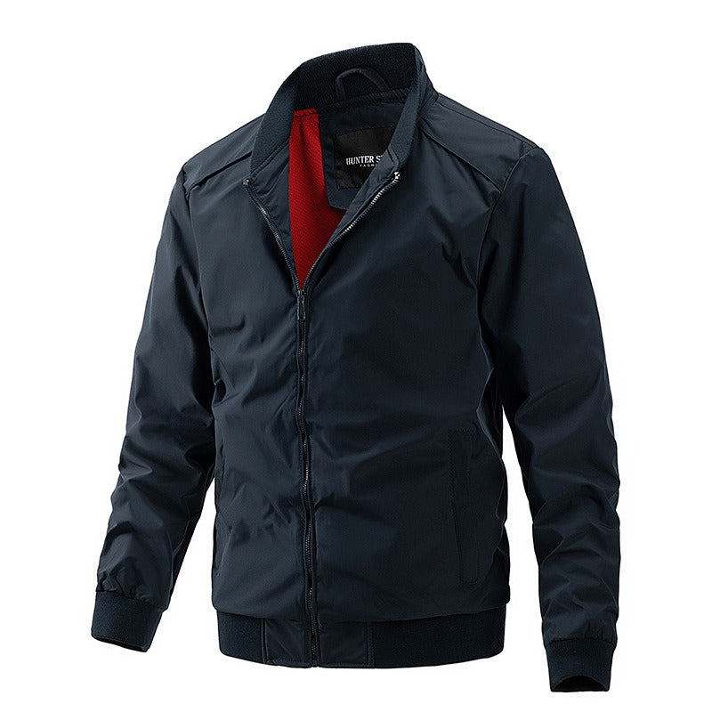 Casual Business Men Jacket High Quality Vintage Stand Collar Thin Baseball Coat Fashion Trend White Armygreen Spring Autumn 2022